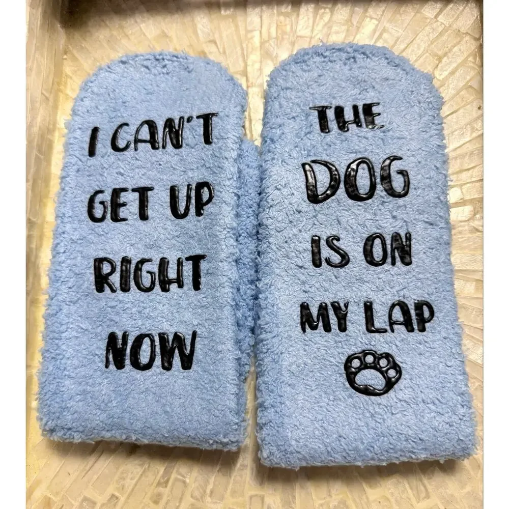 Babycop Cupcake Socks Dog Lover Funny Plush Fuzzy Socks Blue 6-10 NWT